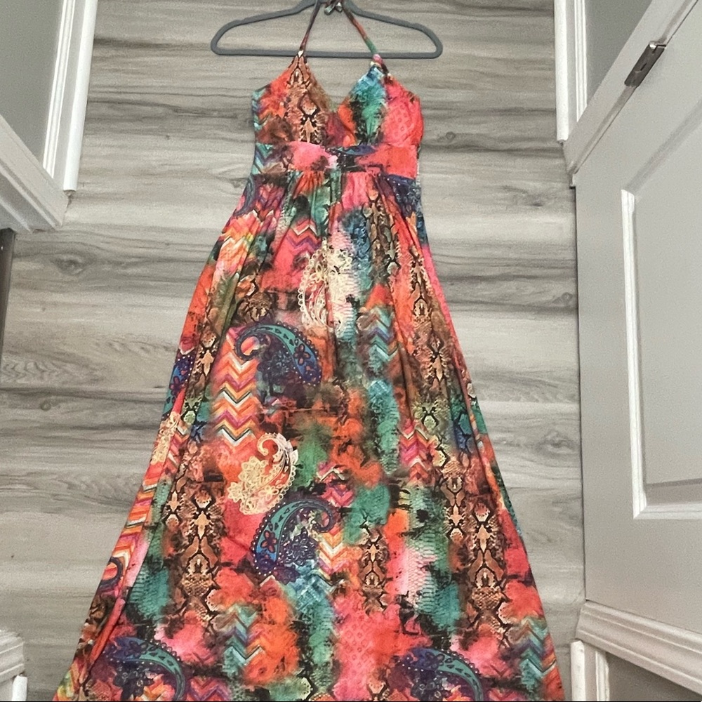 Summer maxi dress - halter sundress- Size M